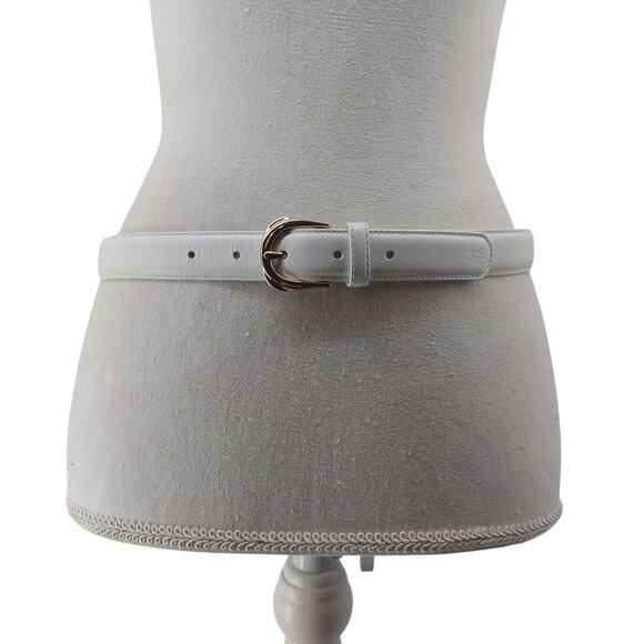 Unbranded Accessories - Vintage Womens White Belt Size L Brass Buckle Casual
